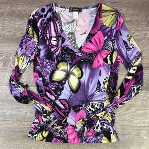 🦋 Versace Butterfly Print Long Sleeve Top | Made in Italy